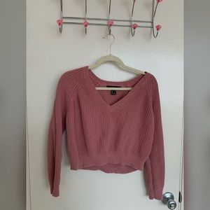 pink sweater v neck